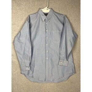 Ford Motor Company Travel Blue Long Sleeve Button Up Shirt Large Cotton USA